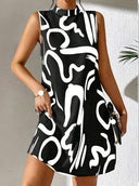 Chic A-Line Mini Dress with Graphic Print