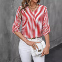 Chic Striped V-Neck Blouse for Women
