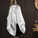 Striped Long Sleeve Blouse with Oversized Fit for Women