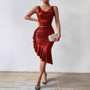 Chic Ruffled Wrap Dress with Shimmering Finish