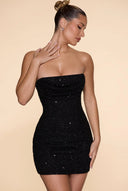 Figure-Flattering Strapless Sequin Cocktail Dress