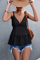 Chic Women's Blouse with Ruffle Accents and V-Neck Design