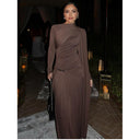 Chic Asymmetrical Wrap Dress with Ruffle Accents