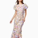 Floral Dress with 3D Flower Embellishments