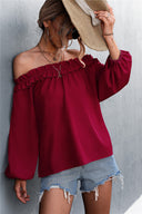 Off-Shoulder Ruffle Women’s Blouse for Stylish Elegance