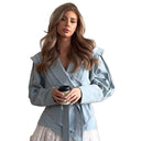 Chic Women's Blazer with Statement Sleeves and Tie Belt