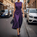 Chic Asymmetrical Maxi Dress with Waist Belt