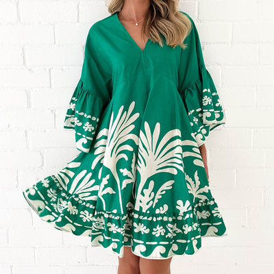 Floral Print Women's Dress with Statement Sleeves