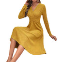 Chic Textured Top Wrap Dress with Long Sleeves