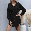 Shirt Dress with Waist Belt and Stylish Pockets