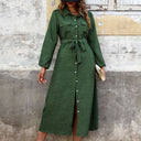 Chic Women's Shirt Dress with Belt & Pockets