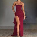 Strapless Women's Maxi Dress with Chic Slit