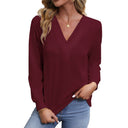 Chic Women's Long Sleeve V-Neck Blouse