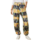 Chic Women's Pants with Geometric Design and Elastic Fit