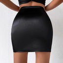 Chic Faux Leather Mini Skirt with Side Slit and Unique Accents