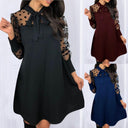 Chic Women's Chiffon Dress with Bow & Polka Dots