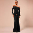 Off-Shoulder Women's Evening Dress with Chic Gathering