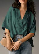 Chic Oversized Short Sleeve Blouse for Women