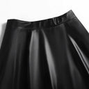 Flared Hem High Waist Faux Leather Skirt for Women