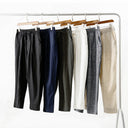 Women's Linen Trousers with Elastic Waist and Side Pockets