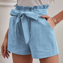 Chic Linen Shorts with Tie Belt and Wide Waistband