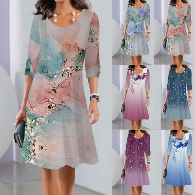 Women's Floral Dress with Gradient Elegance