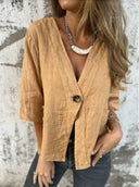 Chic Short Sleeve Linen Blazer for Women
