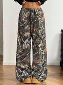 Floral Design Women’s Pants with Elastic Waistband