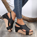 Women's Cork Platform Sandals with Fashionable Cutouts by Heidi-Mode