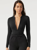Figure-Hugging Women's Deep V-Neck Bodysuit