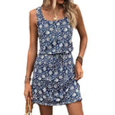 Floral Print Women's Dress with Stretchy Waist
