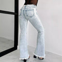 Trendy Women's Flared Jeans with Fringe and Distressed Details