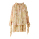 Floral Chiffon Blouse with Statement Sleeves