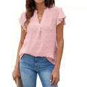 Chic Women's Blouse with Statement Sleeves and V-Neck Design