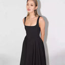 Stylish Women's A-Line Maxi Dress with Square Neck