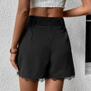 Ladies' Lace Trim Short Trousers with Stylish Tie Belt