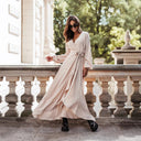 Women's Maxi Dress with Ruffle Accents & Waist Belt