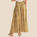 Women's Flowing Maxi Skirt with Elastic Waist and Button Detail