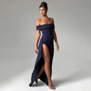 Chic Off-Shoulder Dress with High Slit Design