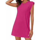 Wave-Structured Short Sleeve Dress for Women
