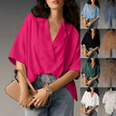 Chic Oversized Blouse with V-Neck Design