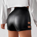 Chic Women's High-Waist Faux Leather Shorts with Cut-Out Design