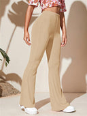 Ribbed Texture Flared Women's Trousers