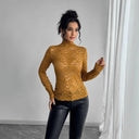 Chic Long Sleeve Lace Bodysuit with High Collar