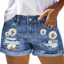 Floral-Embellished Ladies' Denim Shorts for Effortless Style