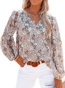 Floral V-Neck Blouse for Women