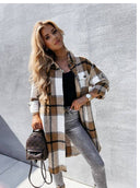 Chic Women's Checkered Blouse with Button Detail