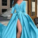 Chic V-Neck Evening Dress with Side Slit