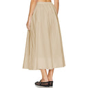 Women's Midi Skirt with Chic Pleats and Stretch Waist