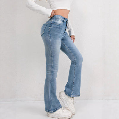 High-Waisted Flared Jeans with Chic Darts for Women